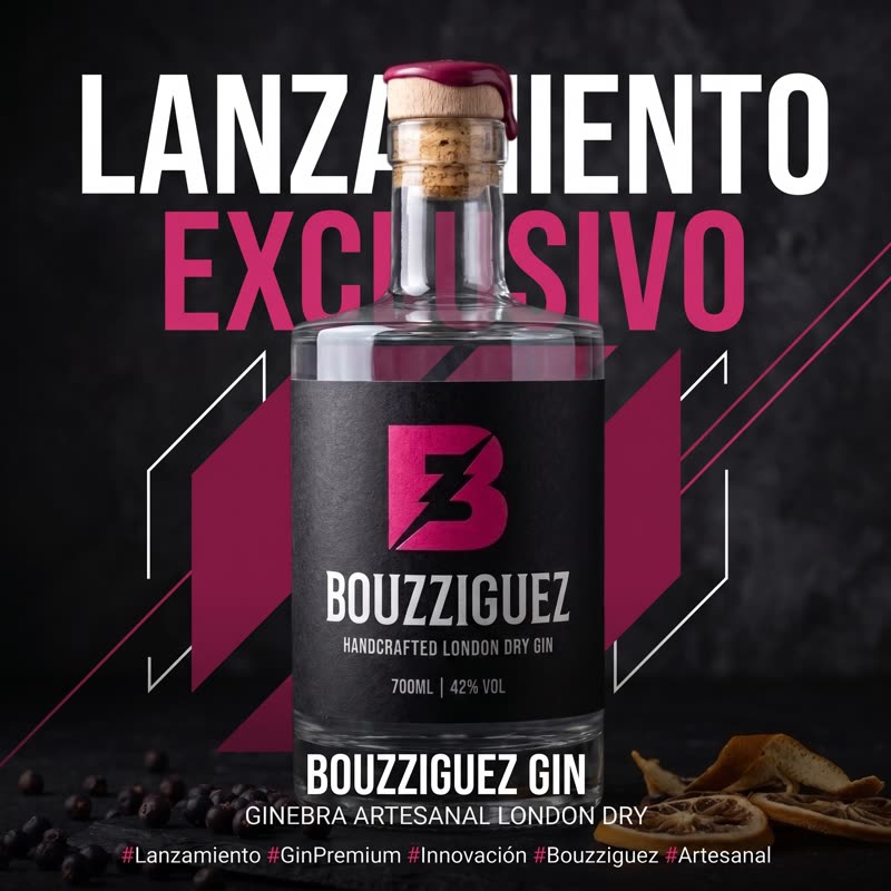 Placa de lanzamiento para redes con la botella y tipografía grande